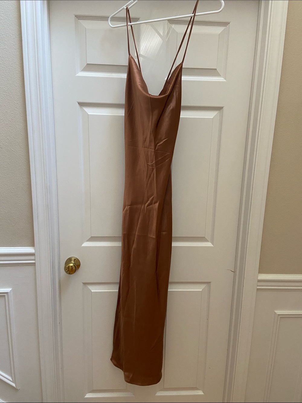 RESA Copper Satin Slip Maxi Dress